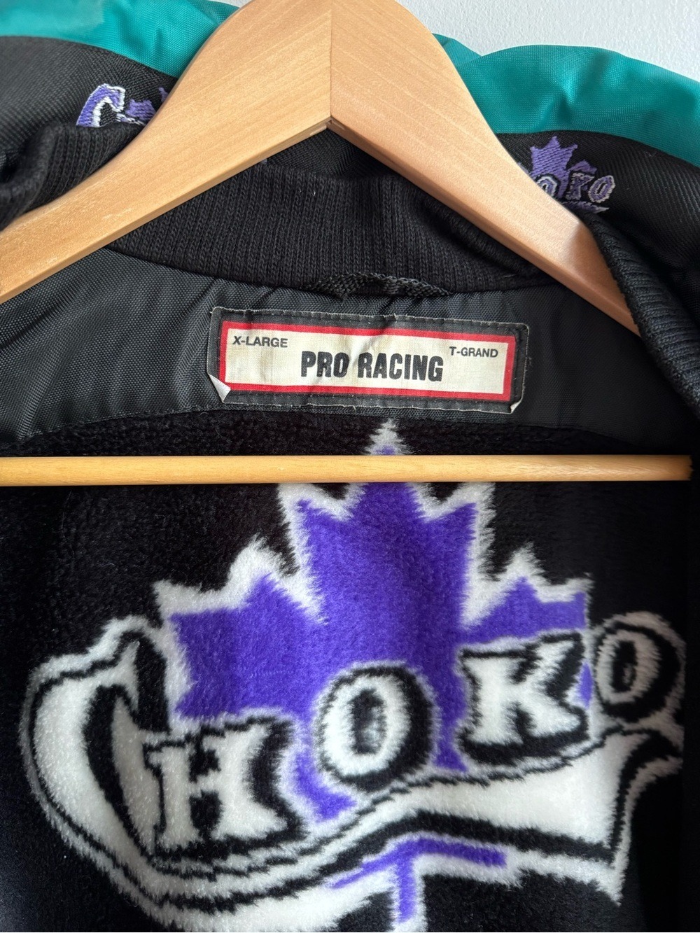 Retro Choko Racing Ski Snowmobile Jacket Mens XL Check Fleece Lined Winter Coat - Picture 13 of 14